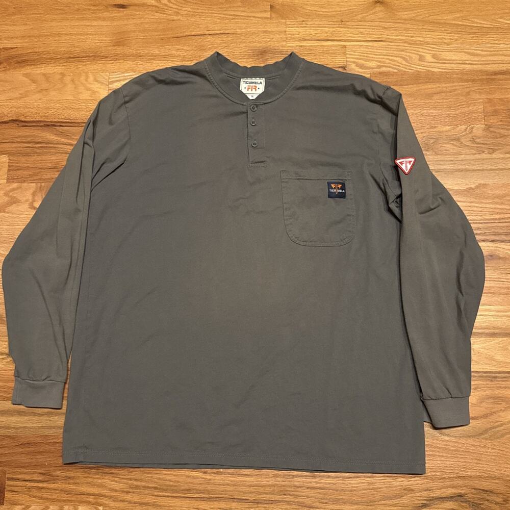 FR Shirt Men XL Green TICOMELA Fire Flame Resistant Long Sleeve CAT2 Workwear